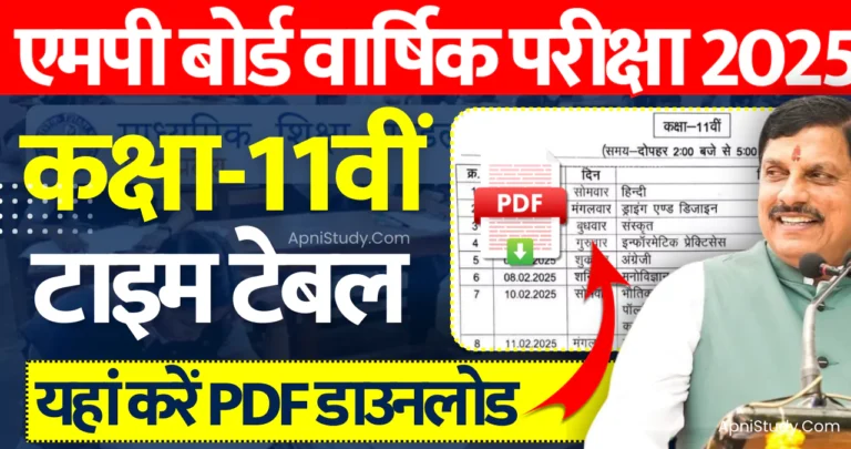 MP Board 11th Time Table 2025 Pdf Download एमपी बोर्ड 11वीं वार्षिक परीक्षा टाइम टेबल 2025 पीडीएफ डाउनलोड करें » Apni Study