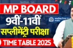 MP Board Class 9th 11th Supplementary Exam 2025 Time Table Pdf एमपी बोर्ड कक्षा 9वीं 11वीं सप्लीमेंट्री टाइम टेबल 2025 देखें Mp board 9th 11th Supplementary Time Table 2p24