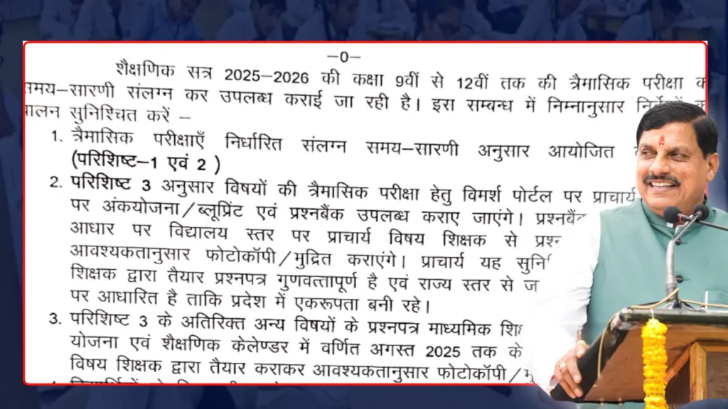 एमपी बोर्ड त्रैमासिक परीक्षा ब्लूप्रिंट (Mp board Trimasik Pariksha Blueprint 2025-26)